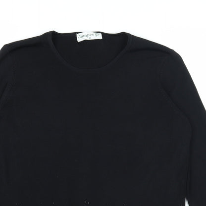 Jumper Womens Black Round Neck Viscose Pullover Jumper Size M