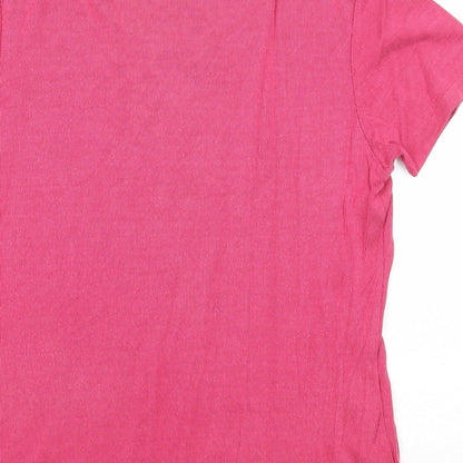 OPUS Womens Pink Cotton Basic T-Shirt Size M V-Neck