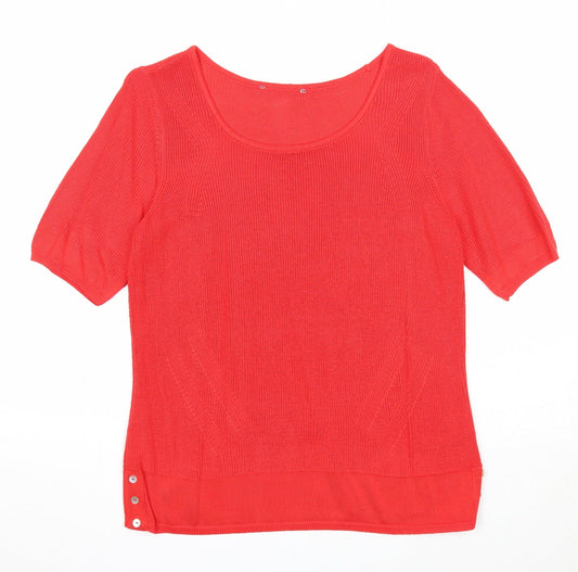 Marks and Spencer Womens Red Round Neck Viscose Pullover Jumper Size 12