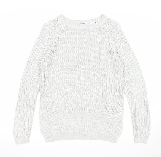 Papaya Womens Ivory Boat Neck Acrylic Pullover Jumper Size S