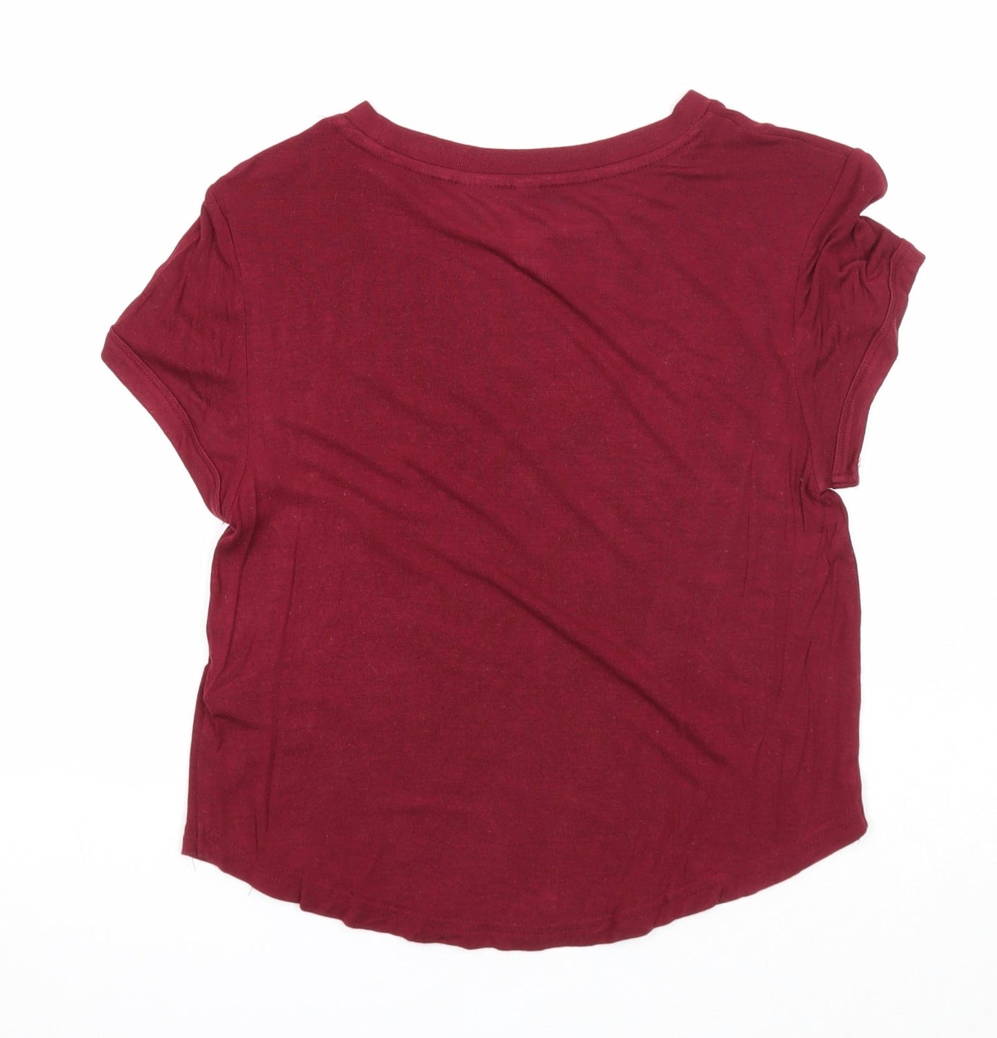 Divided Womens Purple Viscose Basic T-Shirt Size XS Round Neck - Move On Dream Big