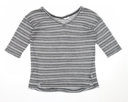 Next Womens Black V-Neck Geometric Polyester Pullover Jumper Size 14