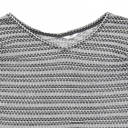 Next Womens Black V-Neck Geometric Polyester Pullover Jumper Size 14
