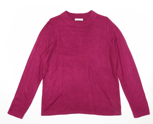 Marks and Spencer Womens Purple Round Neck Herringbone Acrylic Pullover Jumper Size 16