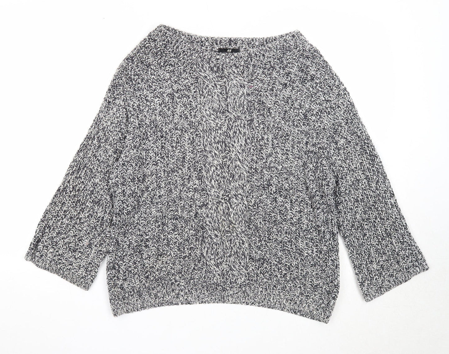 H&M Womens Blue Boat Neck Cotton Pullover Jumper Size XS