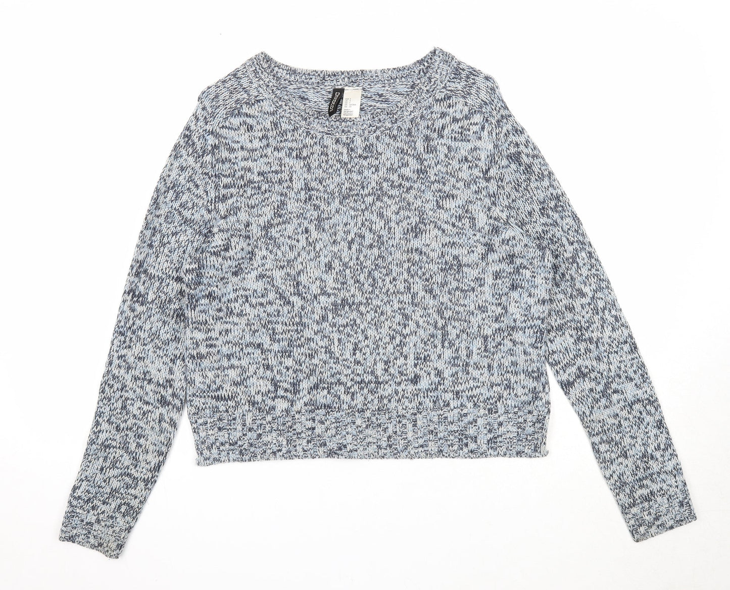 Divided Womens Blue Round Neck Acrylic Pullover Jumper Size S
