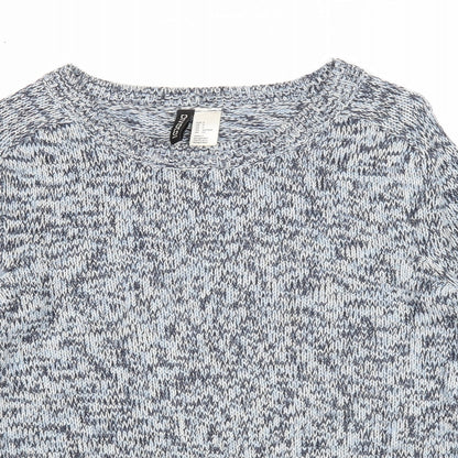 Divided Womens Blue Round Neck Acrylic Pullover Jumper Size S
