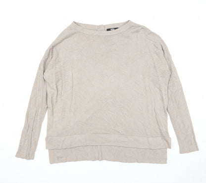 Marks & Spencer Womens Beige Round Neck Acrylic Pullover Jumper Size 8