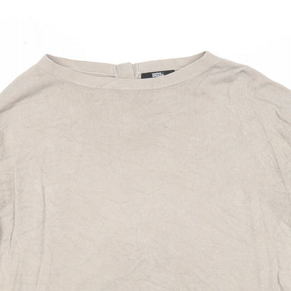 Marks & Spencer Womens Beige Round Neck Acrylic Pullover Jumper Size 8