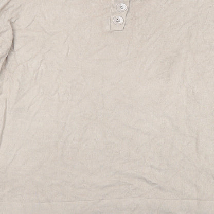 Marks & Spencer Womens Beige Round Neck Acrylic Pullover Jumper Size 8