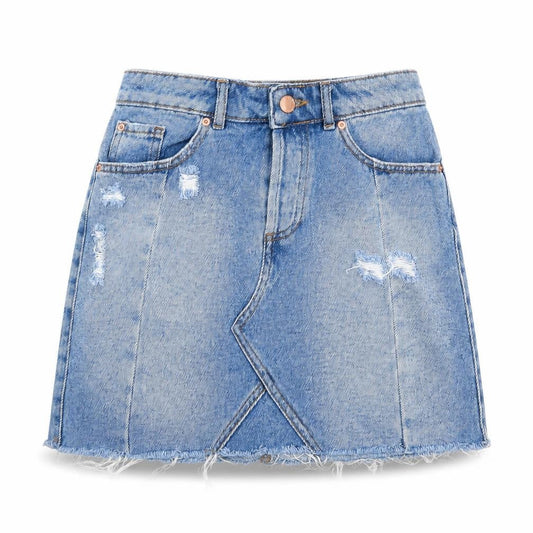 Miss Selfridge Womens Blue Cotton A-Line Skirt Size 6 Zip