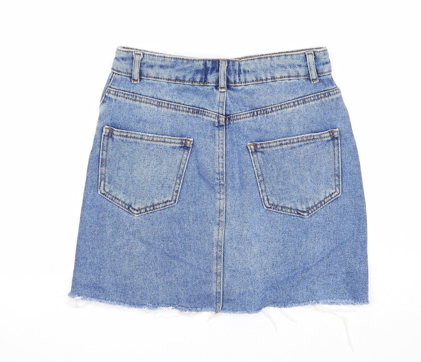Miss Selfridge Womens Blue Cotton A-Line Skirt Size 6 Zip