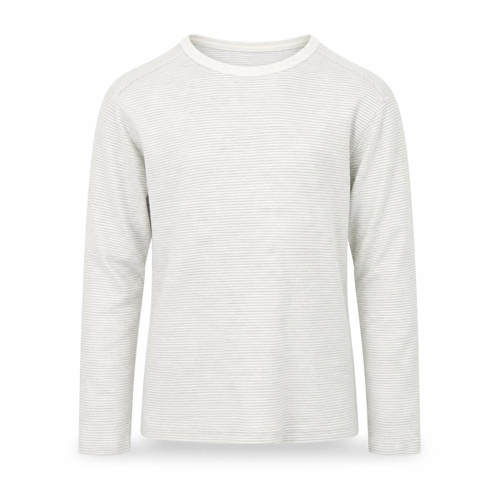 Marks & Spencer Girls Grey Striped Cotton Basic T-Shirt Size 7-8 Years Round Neck Pullover
