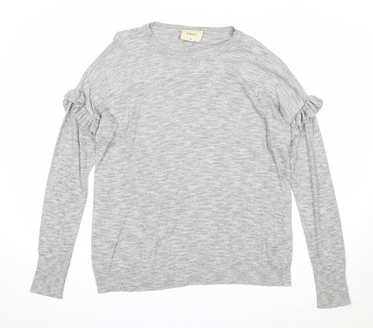Papaya Womens Grey Round Neck Acrylic Pullover Jumper Size M