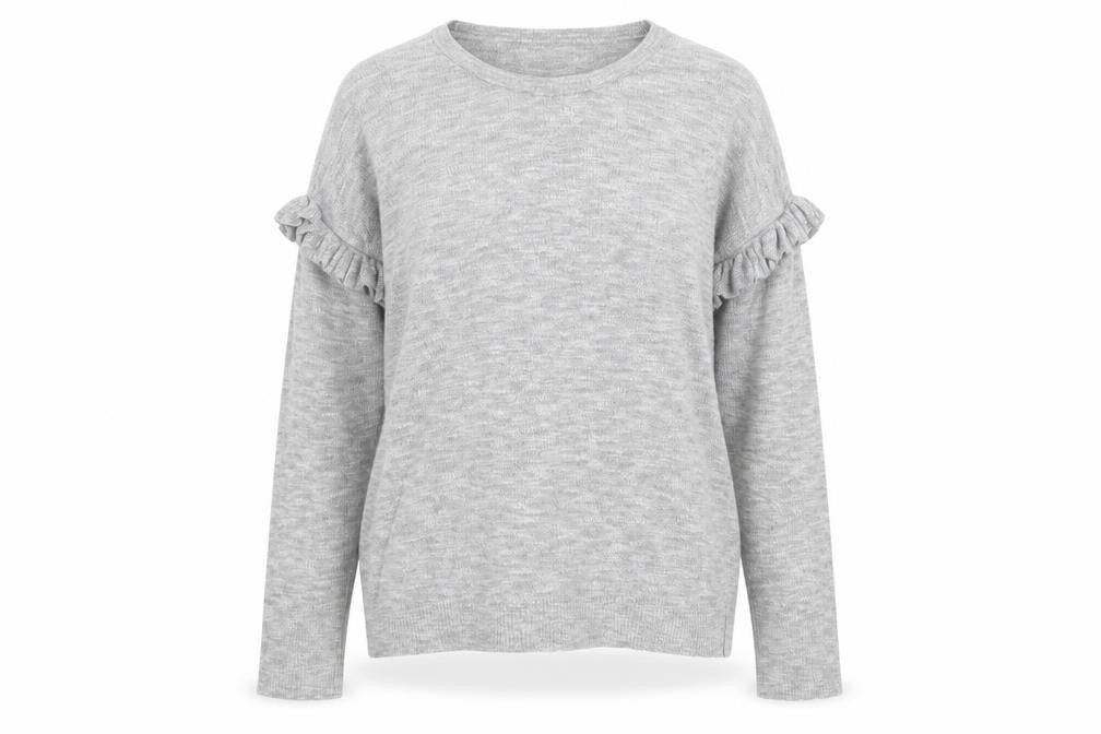 Papaya Womens Grey Round Neck Acrylic Pullover Jumper Size M