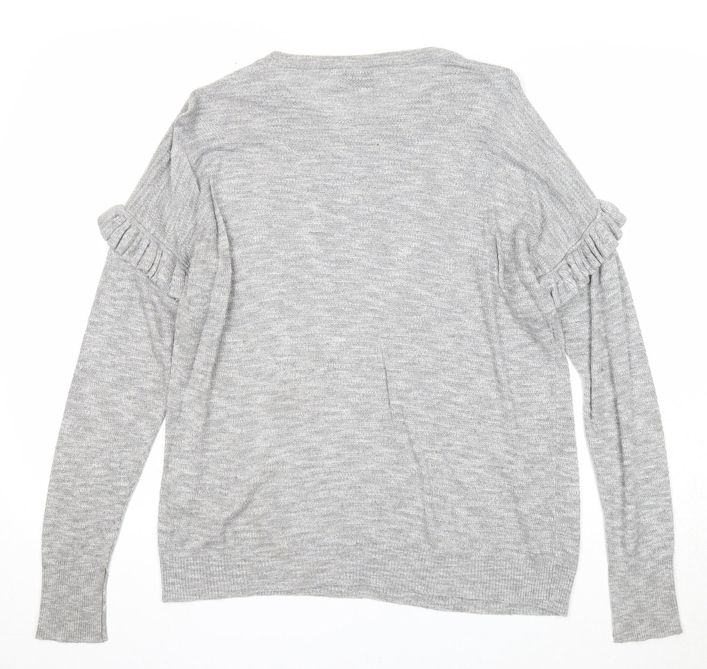 Papaya Womens Grey Round Neck Acrylic Pullover Jumper Size M