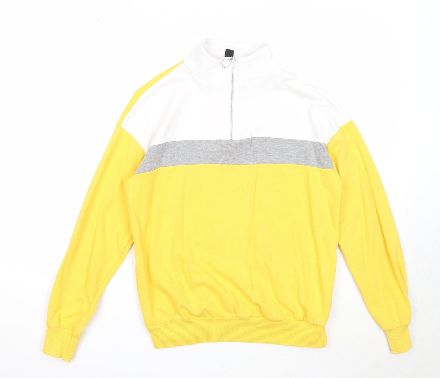 New Look Womens Yellow Colourblock Cotton Pullover Sweatshirt Size 8 Zip