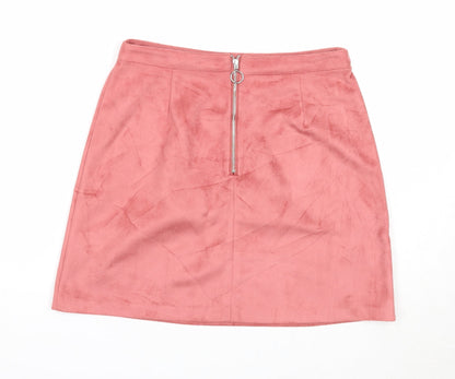 Primark Womens Pink Polyester A-Line Skirt Size 8 Zip
