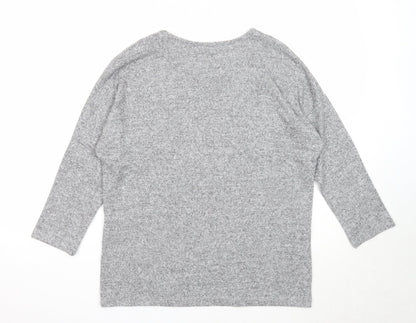Tu Womens Grey Round Neck Geometric Polyester Pullover Jumper Size 10 - Star Pattern