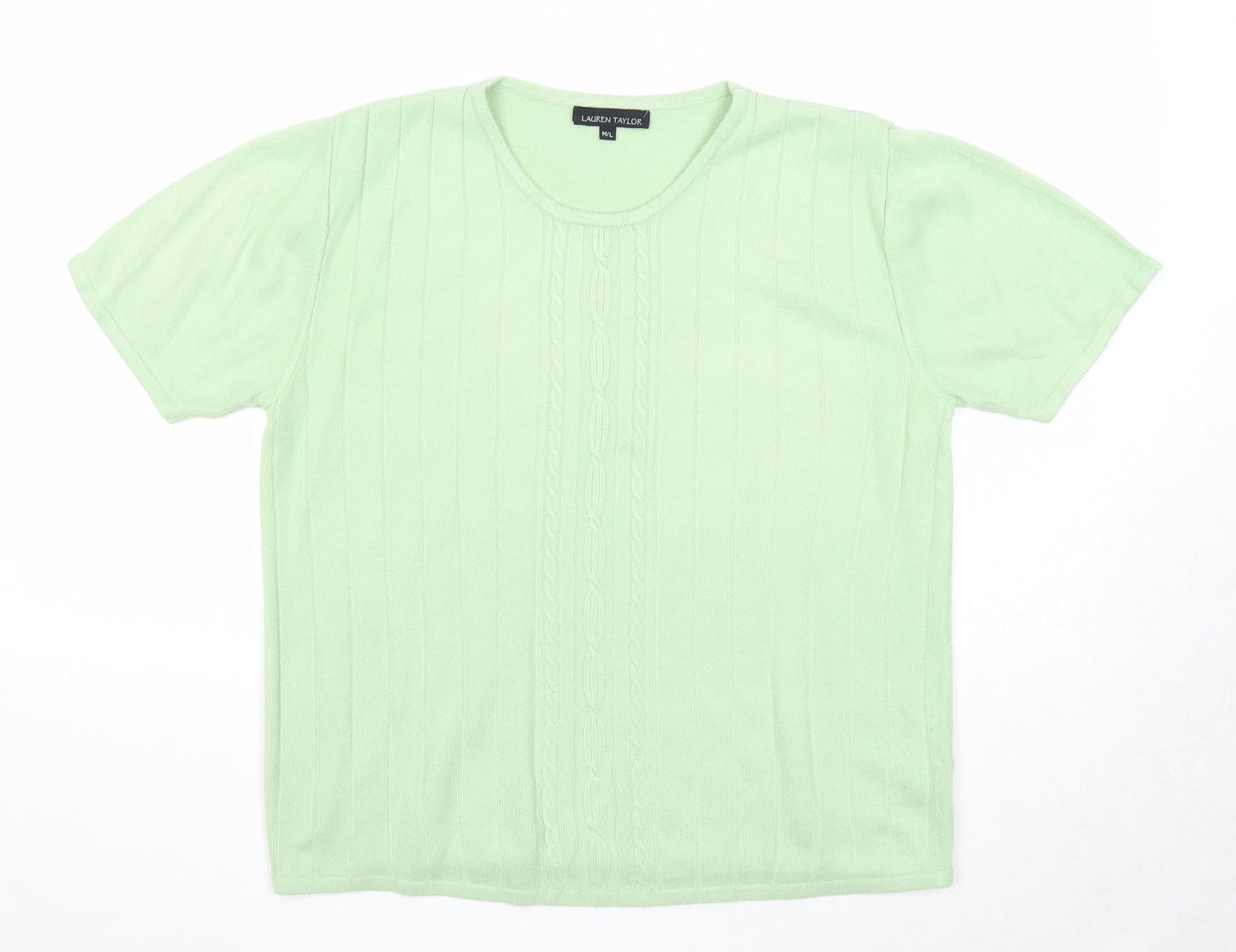 Lauren Taylor Womens Green Round Neck Acrylic Pullover Jumper Size M - Size M/L