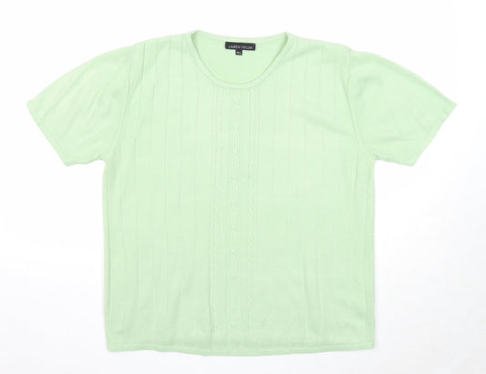 Lauren Taylor Womens Green Round Neck Acrylic Pullover Jumper Size M - Size M/L