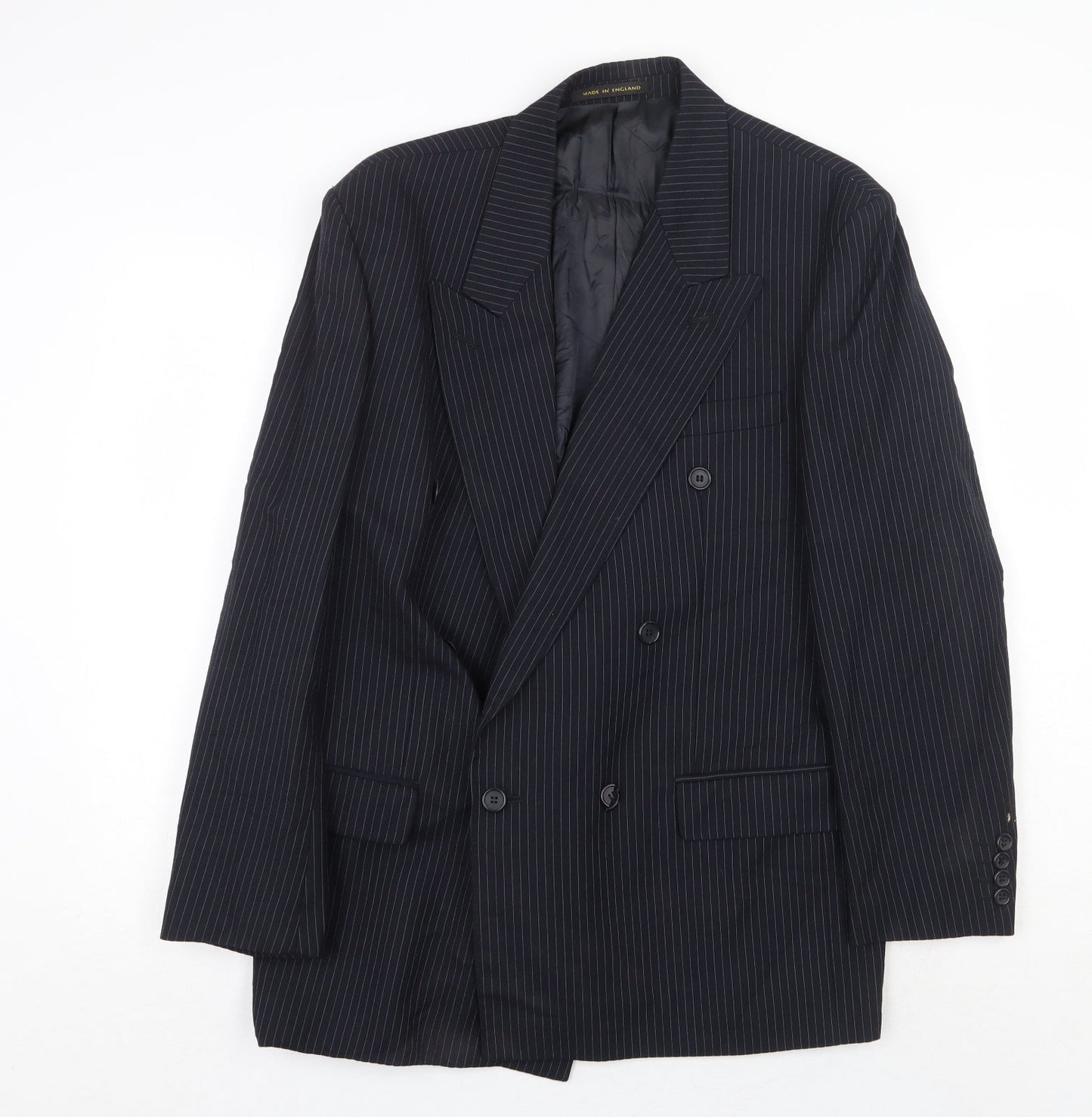 James Barry Mens Blue Striped Wool Jacket Suit Jacket Size 42 Regular