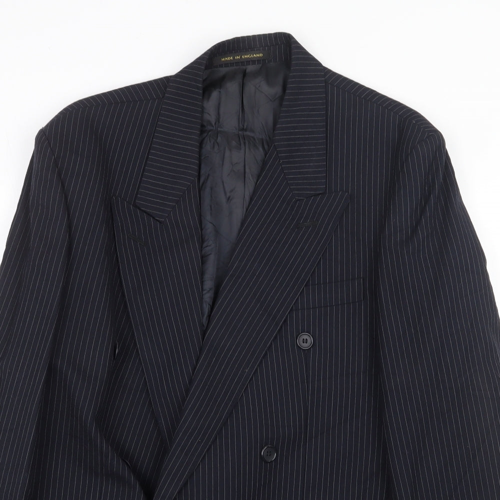 James Barry Mens Blue Striped Wool Jacket Suit Jacket Size 42 Regular