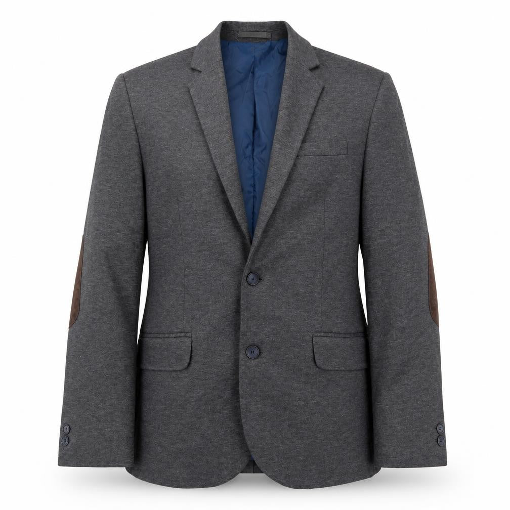 River Island Mens Grey Wool Jacket Blazer Size M Regular - Elbow Patches