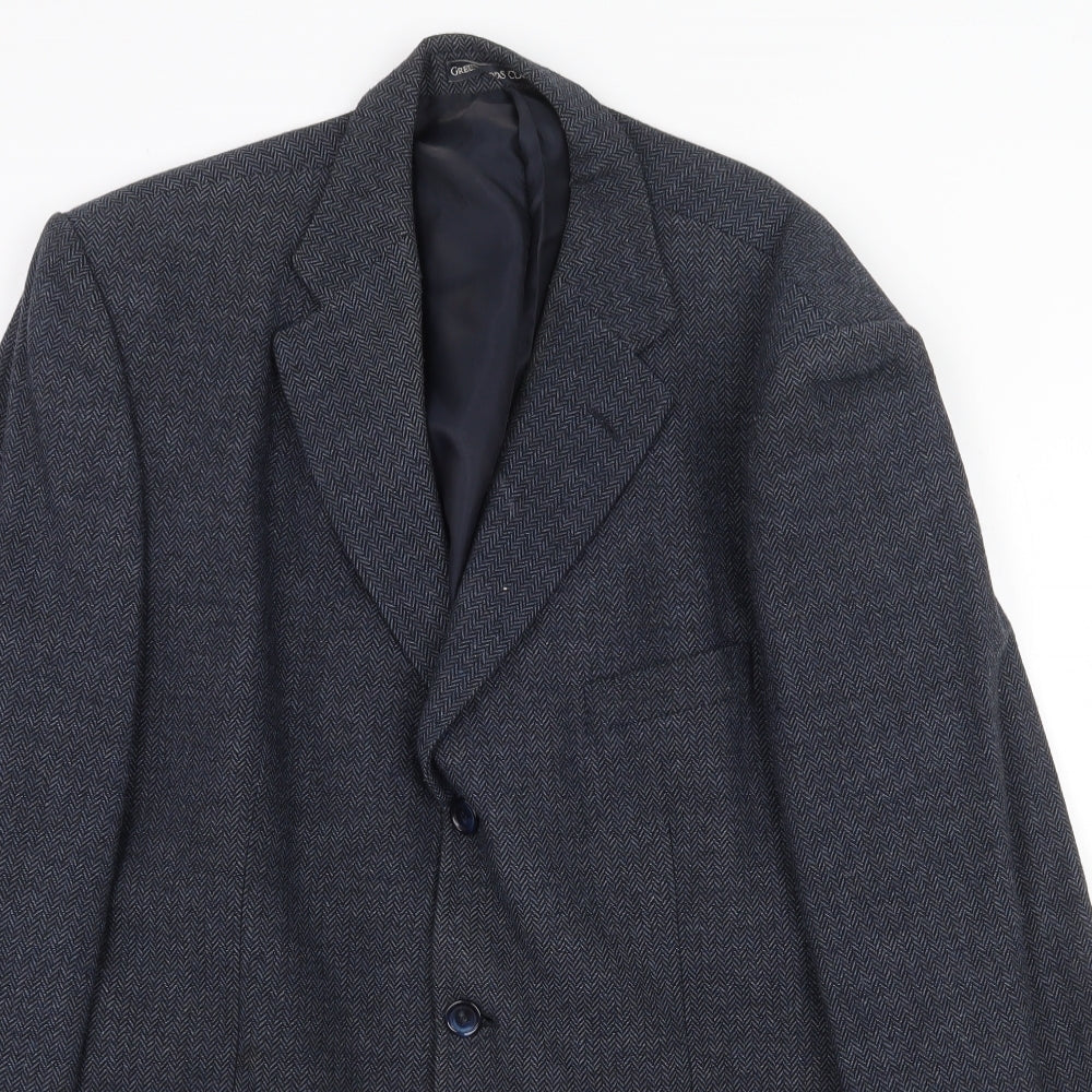 Greenwoods Mens Blue Wool Jacket Suit Jacket Size 44 Regular