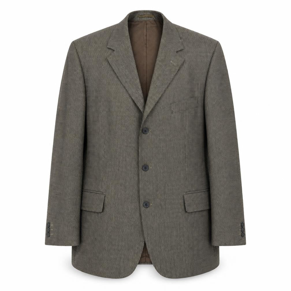 centa Mens Brown Geometric Polyester Jacket Blazer Size 46 Regular