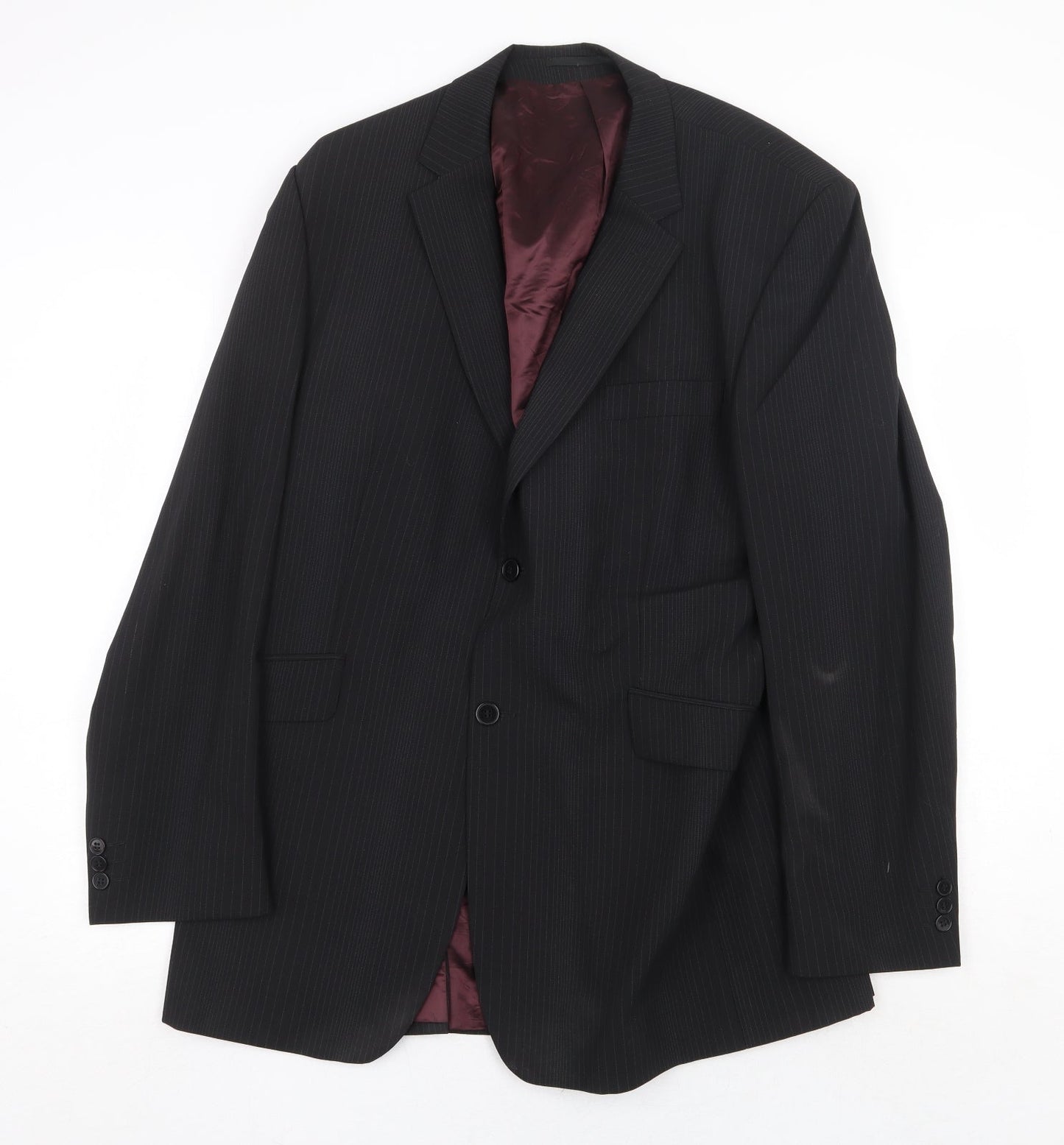 Burton Mens Black Striped Polyester Jacket Suit Jacket Size 44 Regular