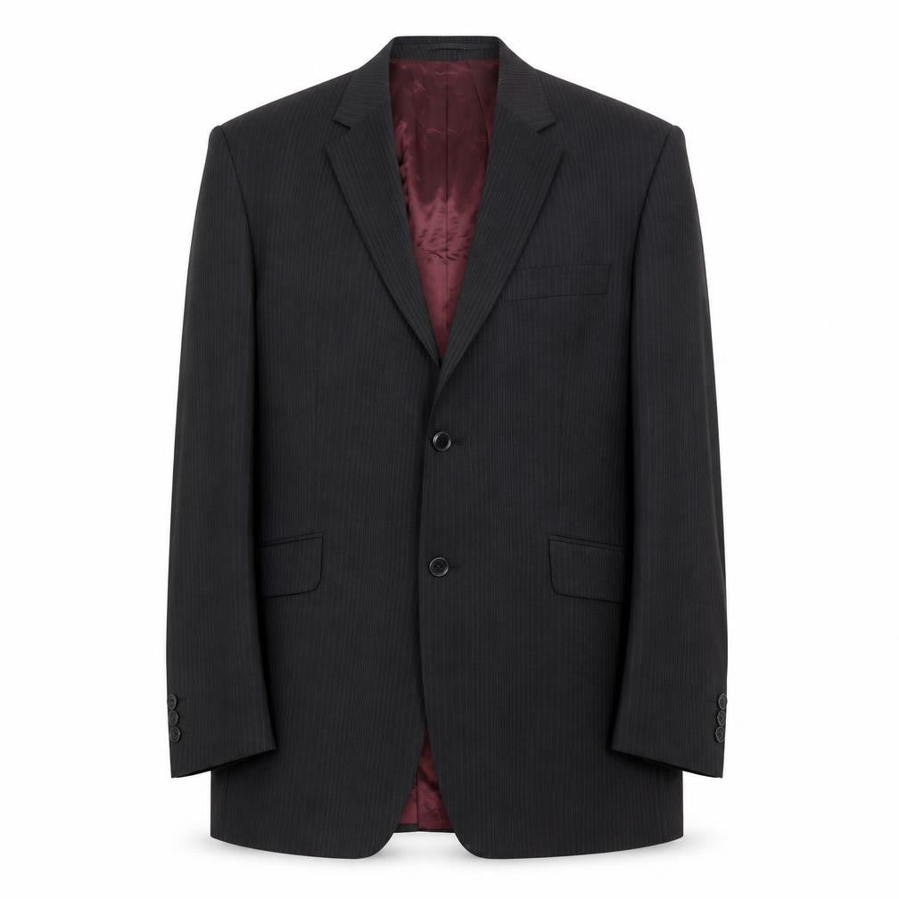 Burton Mens Black Striped Polyester Jacket Suit Jacket Size 44 Regular