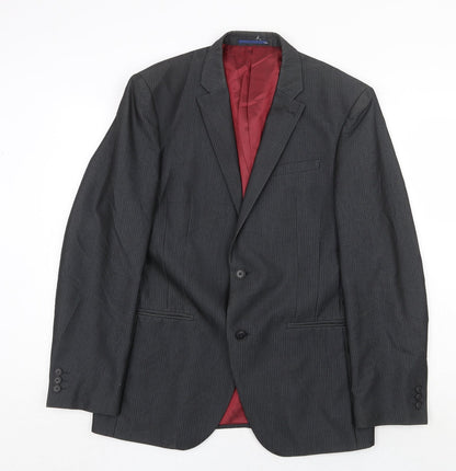 Next Mens Grey Striped Polyester Jacket Suit Jacket Size 40 Regular