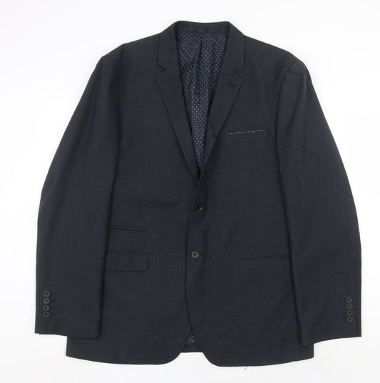 TU Mens Blue Polyester Jacket Suit Jacket Size 44 Regular