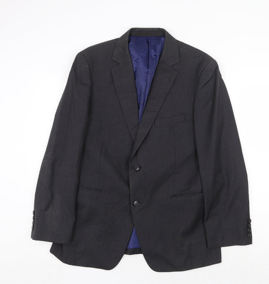 Marks and Spencer Mens Grey Striped Wool Jacket Suit Jacket Size 40 Regular