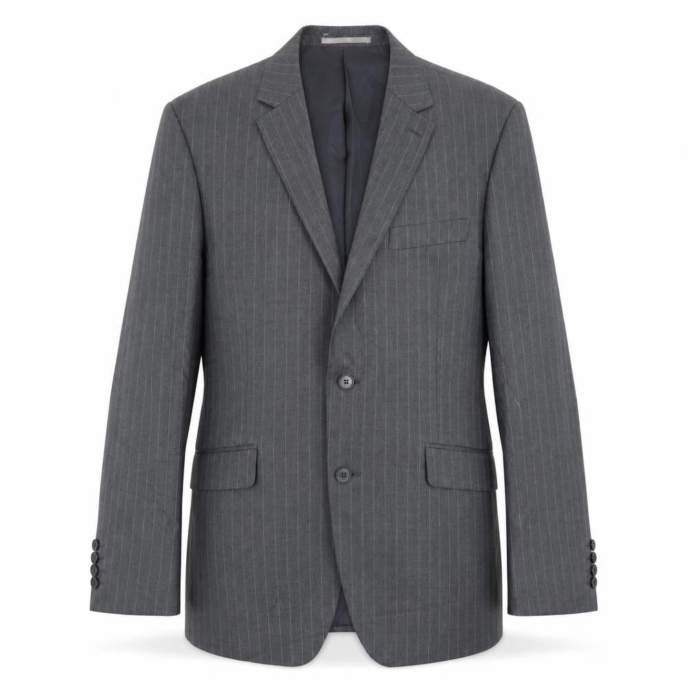 Burton Mens Grey Striped Polyester Jacket Suit Jacket Size 40 Regular