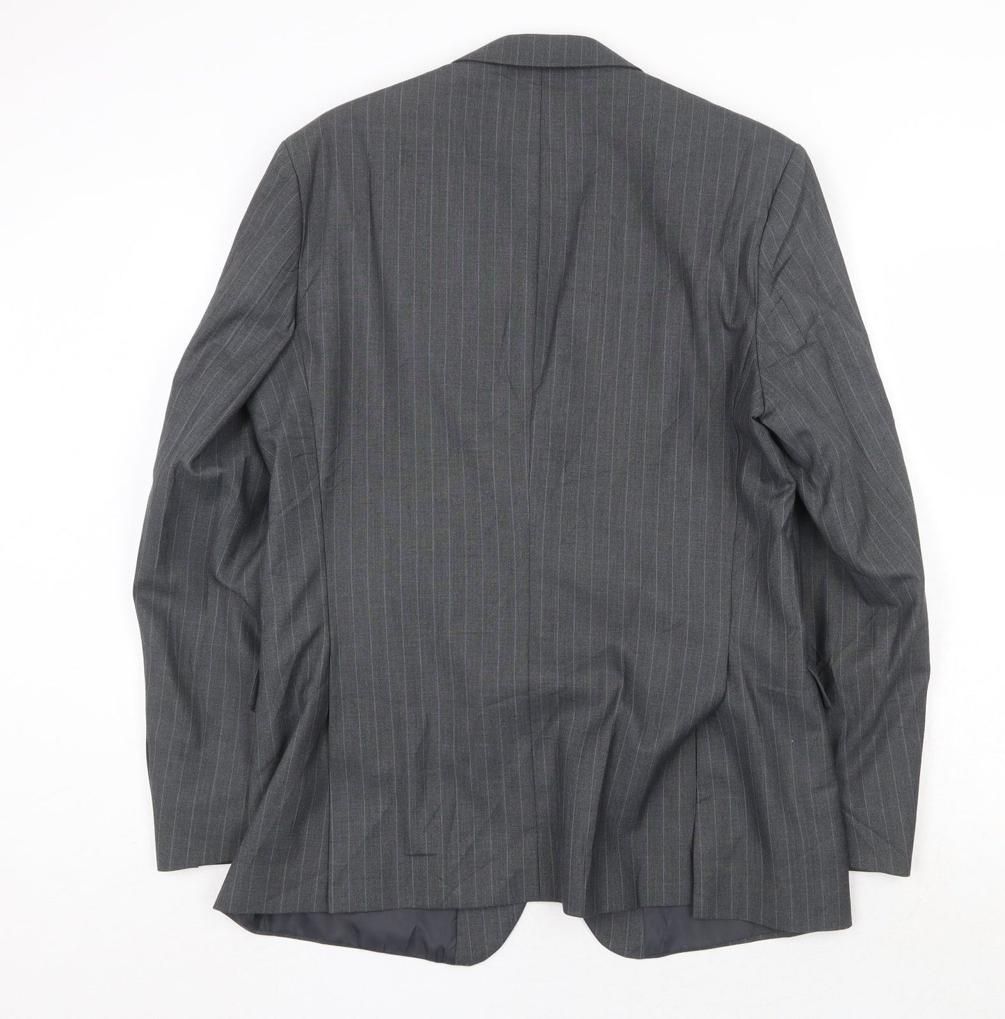 Burton Mens Grey Striped Polyester Jacket Suit Jacket Size 40 Regular