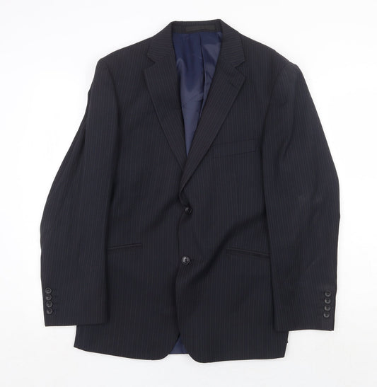 Marks and Spencer Mens Blue Striped Polyester Jacket Suit Jacket Size 40 Regular