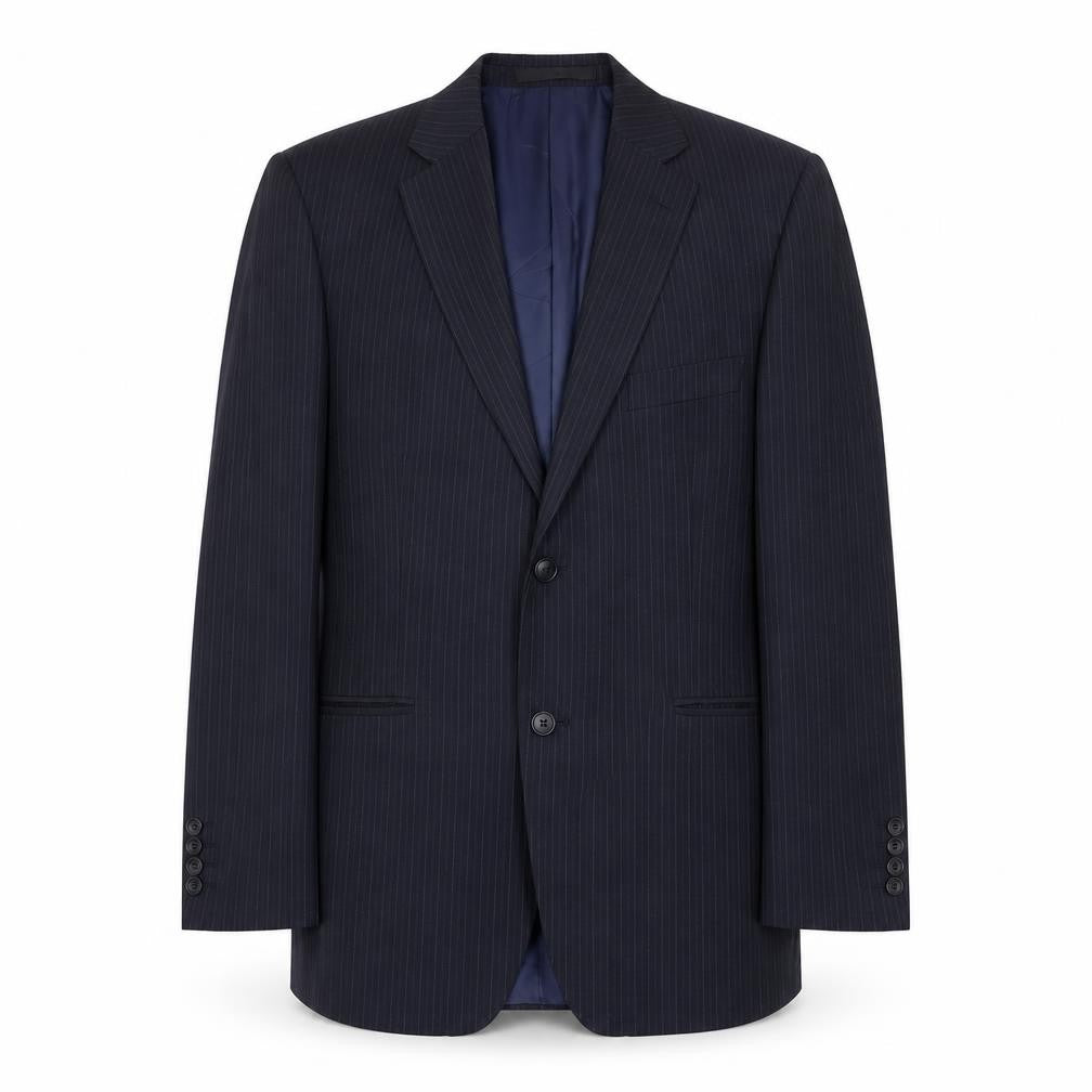 Marks & Spencer Mens Blue Striped Polyester Jacket Suit Jacket Size 40 Regular