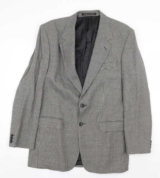 Marks and Spencer Mens Grey Geometric Wool Jacket Blazer Size 40 Regular