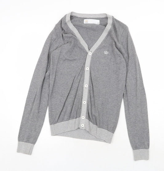NEXT Womens Grey V-Neck Cotton Cardigan Jumper Size XS
