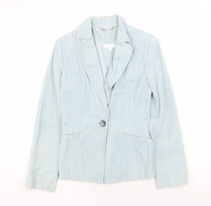 Mango Womens Blue Jacket Size 8 Button