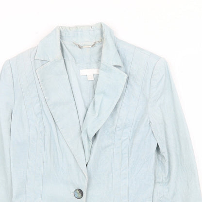 Mango Womens Blue Jacket Size 8 Button