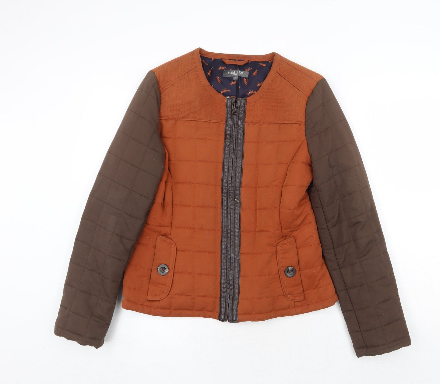 Marks and Spencer Womens Orange Quilted Jacket Size 10 Zip