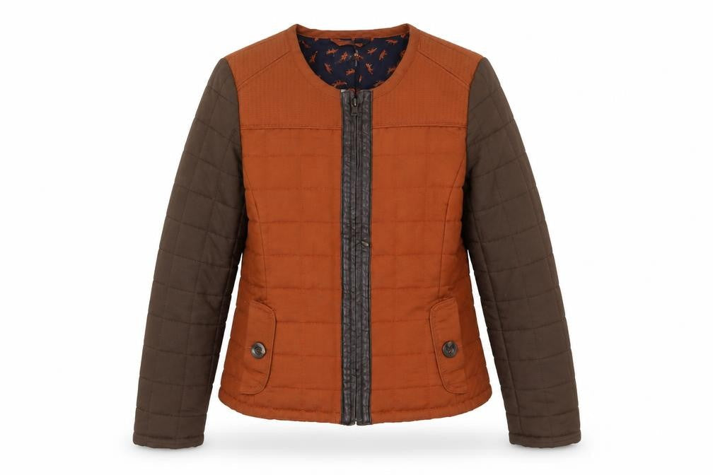 Marks and Spencer Womens Orange Quilted Jacket Size 10 Zip