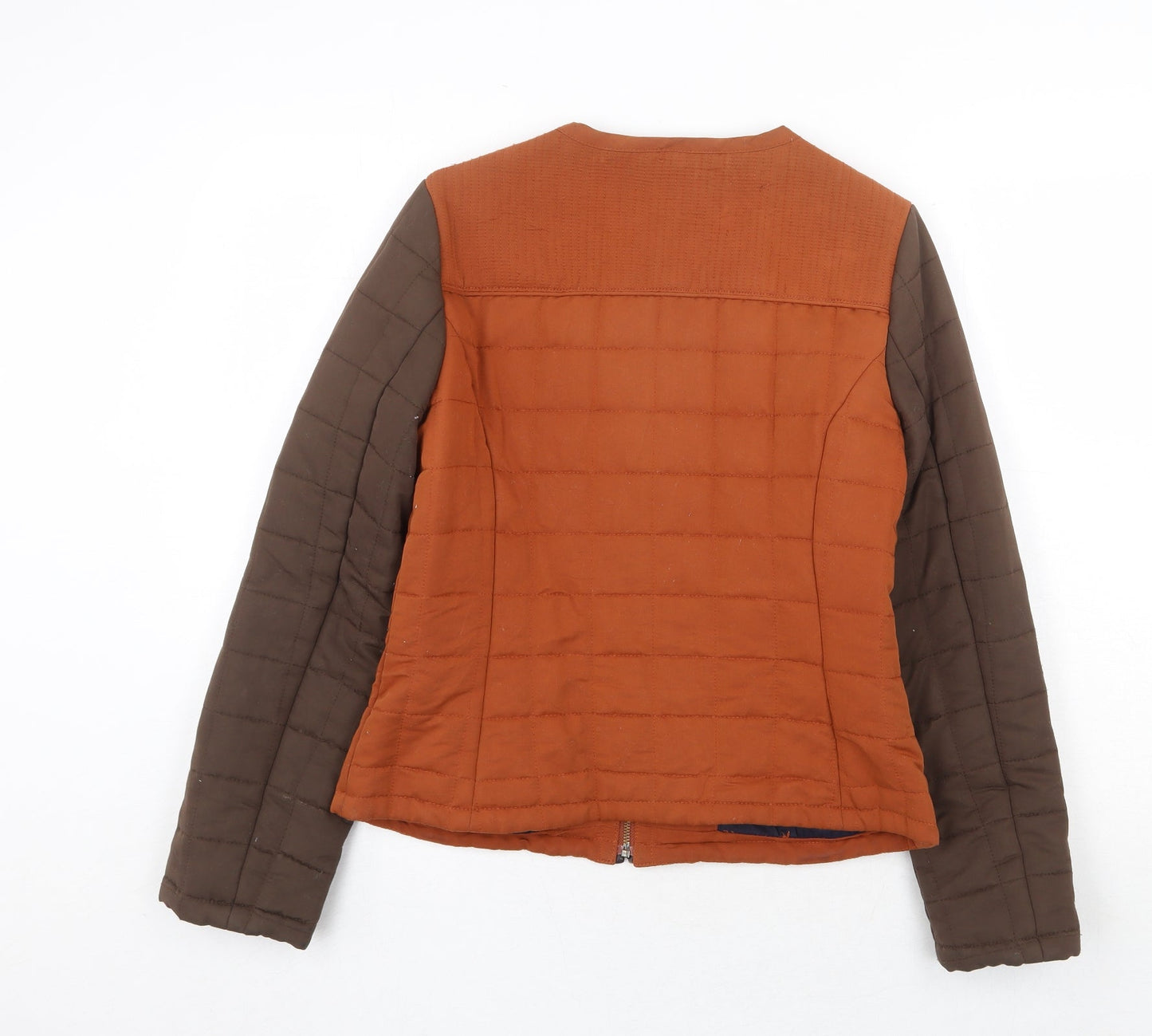 Marks and Spencer Womens Orange Quilted Jacket Size 10 Zip