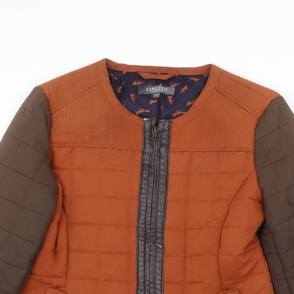 Marks and Spencer Womens Orange Quilted Jacket Size 10 Zip