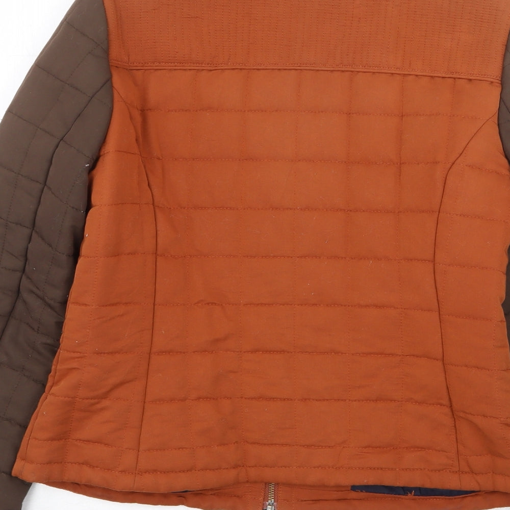 Marks and Spencer Womens Orange Quilted Jacket Size 10 Zip
