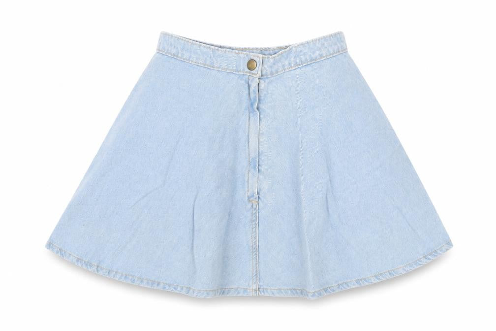 Made in USA Womens Blue Cotton Skater Skirt Size XS Button