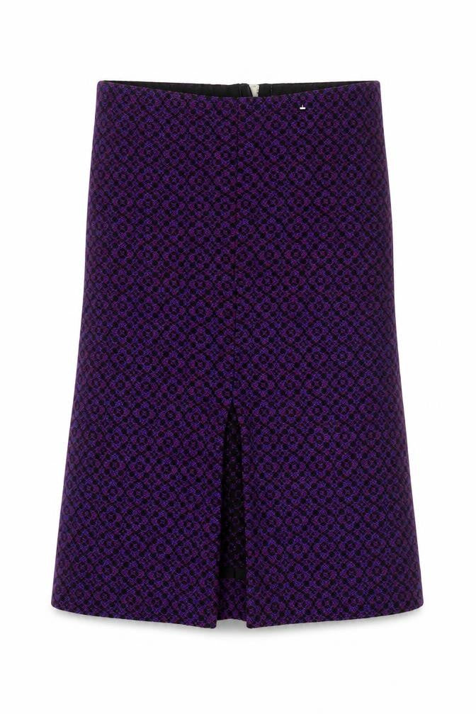 Preworn Womens Purple Geometric Wool A-Line Skirt Size 38 in Zip